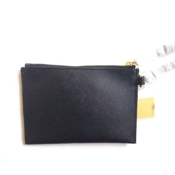 New! MICHAEL KORS Karla Black Leather Small Wristlet With Strap Zip-Top - Picture 7 of 7